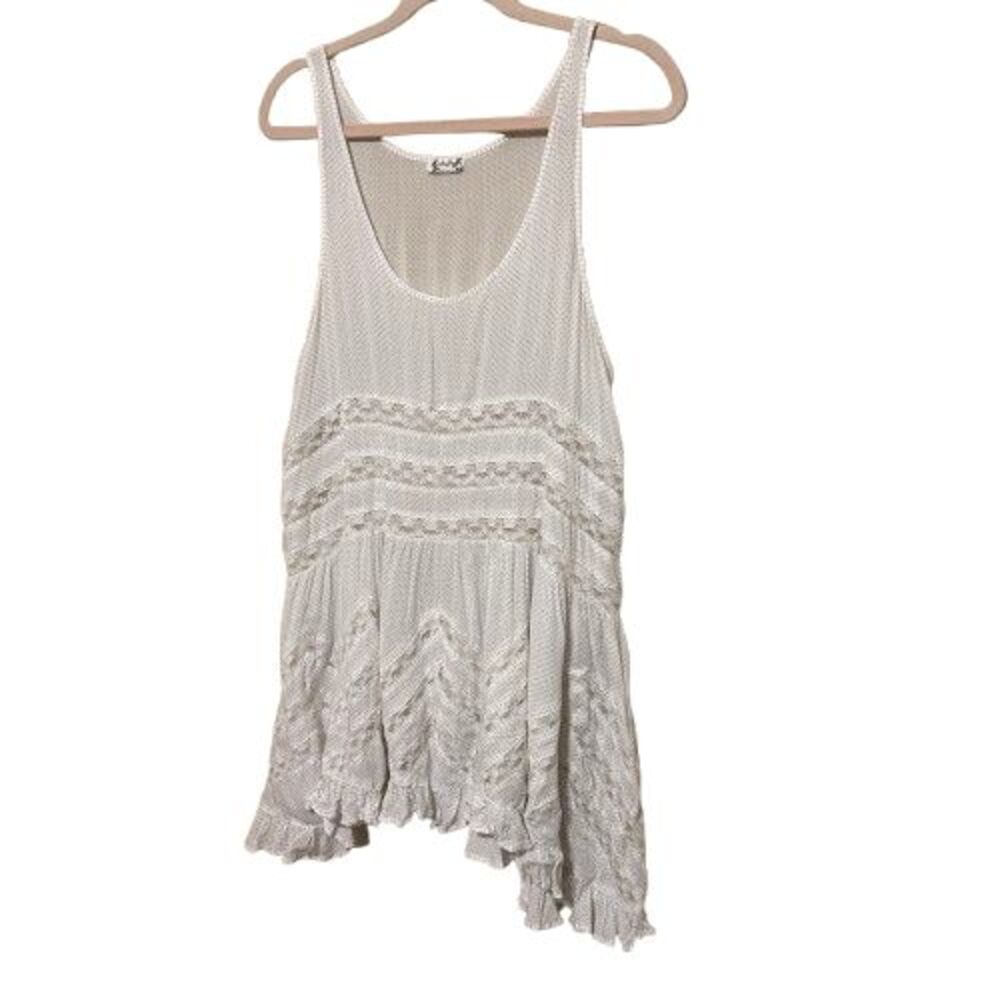 Intimately Free People Voile Trapeze Slip Dress Womens Medium White Polka Dot - Picture 3 of 9